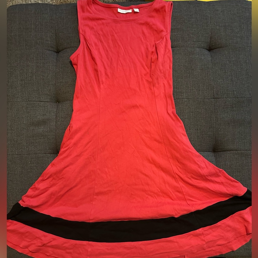New York and Company szS. Pink and black tank dress with pockets.